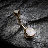 Detail View 2 of Rose Gold Opal Sparkle Shower Belly Button Ring-White