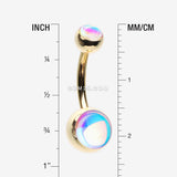 Detail View 1 of Golden Iridescent Revo Sparkle Belly Button Ring-Rainbow/Multi-Color