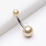 Detail View 2 of Pearlescent Luster Basic Belly Button Ring-Peach