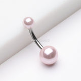 Detail View 2 of Pearlescent Luster Basic Belly Button Ring-Pink