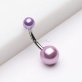 Detail View 2 of Pearlescent Luster Basic Belly Button Ring-Purple