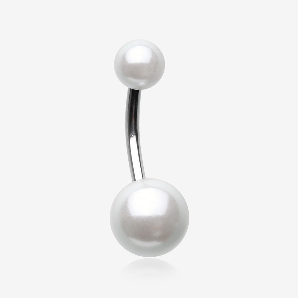 Pearlescent Luster Basic Belly Button Ring-White