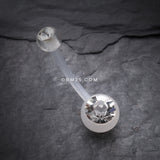 Detail View 2 of Bio Flexible Shaft Gem Ball Acrylic Belly Button Ring-Clear Gem