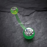 Detail View 2 of Bio Flexible Shaft Gem Ball Acrylic Belly Button Ring-Light Green