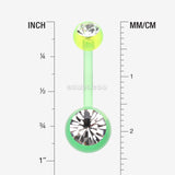 Detail View 1 of Bio Flexible Shaft Gem Ball Acrylic Belly Button Ring-Light Green