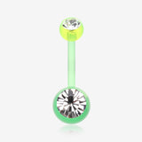 Bio Flexible Shaft Gem Ball Acrylic Belly Button Ring-Light Green