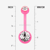 Detail View 1 of Bio Flexible Shaft Gem Ball Acrylic Belly Button Ring-Pink