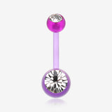 Bio Flexible Shaft Gem Ball Acrylic Belly Button Ring-Purple