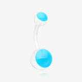 Glow in the Dark Acrylic Ball Bio Flexible Shaft Belly Button Ring-Blue