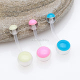 Detail View 3 of Glow in the Dark Acrylic Ball Bio Flexible Shaft Belly Button Ring-Pink