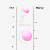 Detail View 1 of Glow in the Dark Acrylic Ball Bio Flexible Shaft Belly Button Ring-Pink