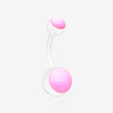 Glow in the Dark Acrylic Ball Bio Flexible Shaft Belly Button Ring-Pink
