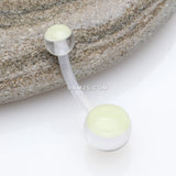 Detail View 2 of Glow in the Dark Acrylic Ball Bio Flexible Shaft Belly Button Ring-Yellow