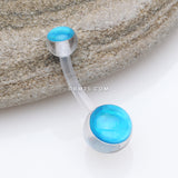 Detail View 2 of Holographic Acrylic Ball Bio Flexible Shaft Belly Button Ring-Light Blue