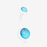Holographic Acrylic Ball Bio Flexible Shaft Belly Button Ring-Light Blue