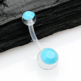 Detail View 2 of Turquoise Bead Acrylic Ball Bio Flexible Shaft Belly Button Ring-Turquoise