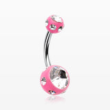 Aurora Gem Ball Acrylic Belly Button Ring-Pink