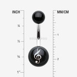 Detail View 1 of G-Clef Acrylic Belly Button Ring-Black