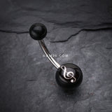 Detail View 2 of G-Clef Acrylic Belly Button Ring-Black