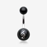 G-Clef Acrylic Belly Button Ring-Black