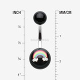 Detail View 1 of Rainbow Clouds Acrylic Logo Belly Button Ring-Black