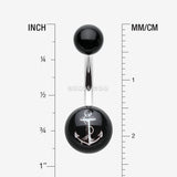 Detail View 1 of Classic Anchor Acrylic Logo Belly Button Ring-Black