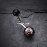 Detail View 2 of Day of the Dead Lady Acrylic Logo Belly Button Ring-Black