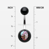 Detail View 1 of Day of the Dead Lady Acrylic Logo Belly Button Ring-Black