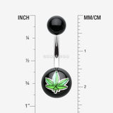 Detail View 1 of Pot Leaf Acrylic Logo Belly Button Ring-Green