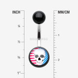Detail View 1 of Skull Americana Acrylic Logo Belly Button Ring-Black