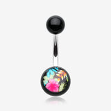 Hawaiian Luau Flower Acrylic Logo Belly Button Ring