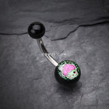 Detail View 2 of Zombie Cupcake Acrylic Logo Belly Button Ring-Pink/Fuchsia