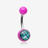 Vibrant Mermaid Scales Acrylic Logo Belly Button Ring