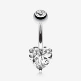 Classic Heart Sparkle Belly RIng-Clear Gem