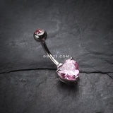 Detail View 2 of Classic Heart Sparkle Belly RIng-Pink