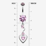 Detail View 1 of Dainty Dangled Heart Belly Button Ring-Pink