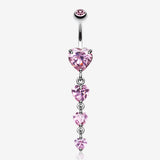 Brilliant Heart Cascade Belly Ring-Pink