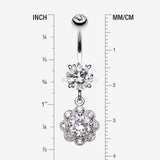Detail View 1 of Dazzling Flower Belly Ring-Clear Gem