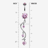 Detail View 1 of Vine Swirl Sparkle Belly Ring-Pink