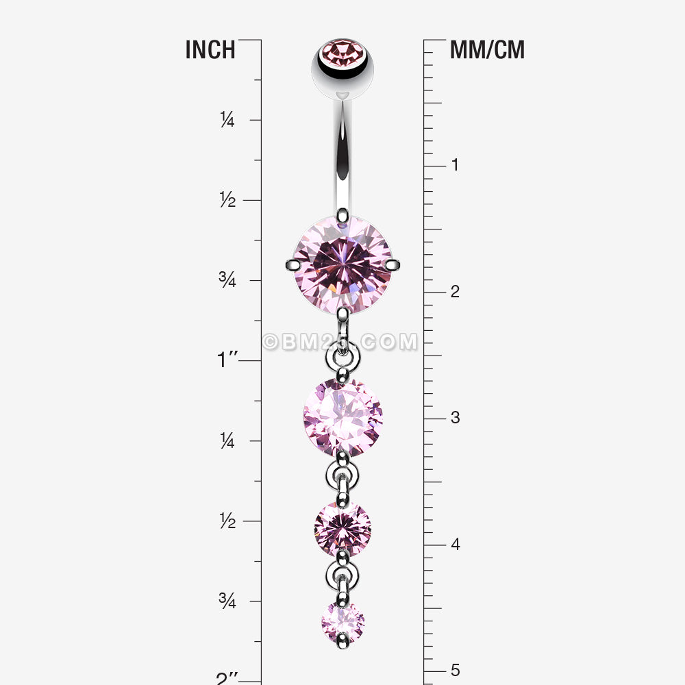 Detail View 1 of Brilliant Gem Cascade Belly Ring-Pink