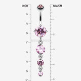 Detail View 1 of Brilliant Gem Cascade Belly Ring-Pink
