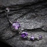 Detail View 2 of Brilliant Gem Cascade Belly Ring-Tanzanite