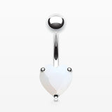 Jelly Belly Heart Sparkle Belly Ring-Rhodium Plated/Opal