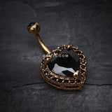 Detail View 2 of Golden Heart Extravagant Belly Button Ring-Black