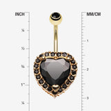Detail View 1 of Golden Heart Extravagant Belly Button Ring-Black