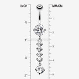Detail View 1 of Classy Multi Gem Belly Button Ring-Clear Gem