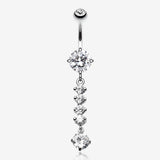 Classy Multi Gem Belly Button Ring-Clear Gem