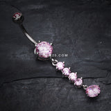 Detail View 2 of Classy Multi Gem Belly Button Ring-Pink