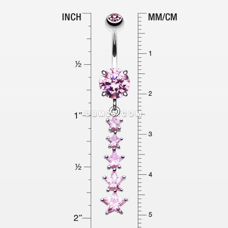 Twinkling Five Star Belly Button Ring-Pink