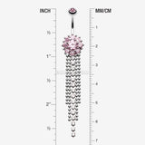 Detail View 1 of Exquisite Bedazzled Cascading Belly Button Ring-Pink